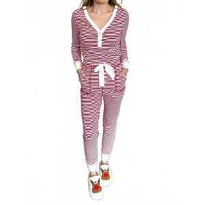 NEW LA SOCIETY annika stripe pajama set in red